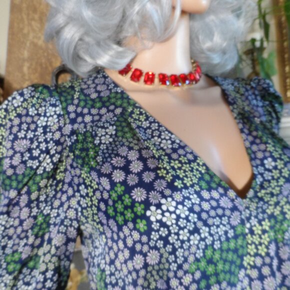 See by Chloé Green & Blue Floral Print Belted Sheath Dress – IT 38 / US 6 - Picture 9 of 16